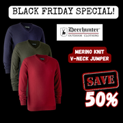 Deerhunter Kingston Merino Knit V-Neck Jumper *BLACK FRIDAY SAVE 50%*