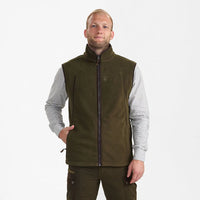 Man wearing Deerhunter Eagle Fleece Waistcoat  Tarmac Green - Front View