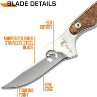 Elk Ridge Fixed Blade Hunting Knife with Maple Handle - 6.75" 