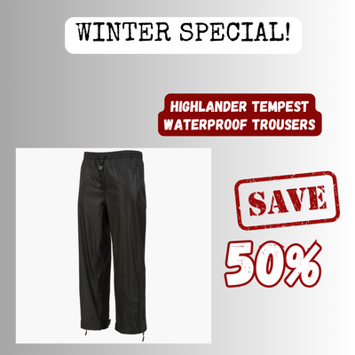 Highlander Tempest Unisex Waterproof & Windproof Rain Trousers 50% Off