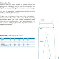 Kinetic Waders Size Chartr