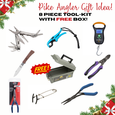 8 Piece Pike Angler Toolkit with FREE Tackle Box - Great Gift Idea!