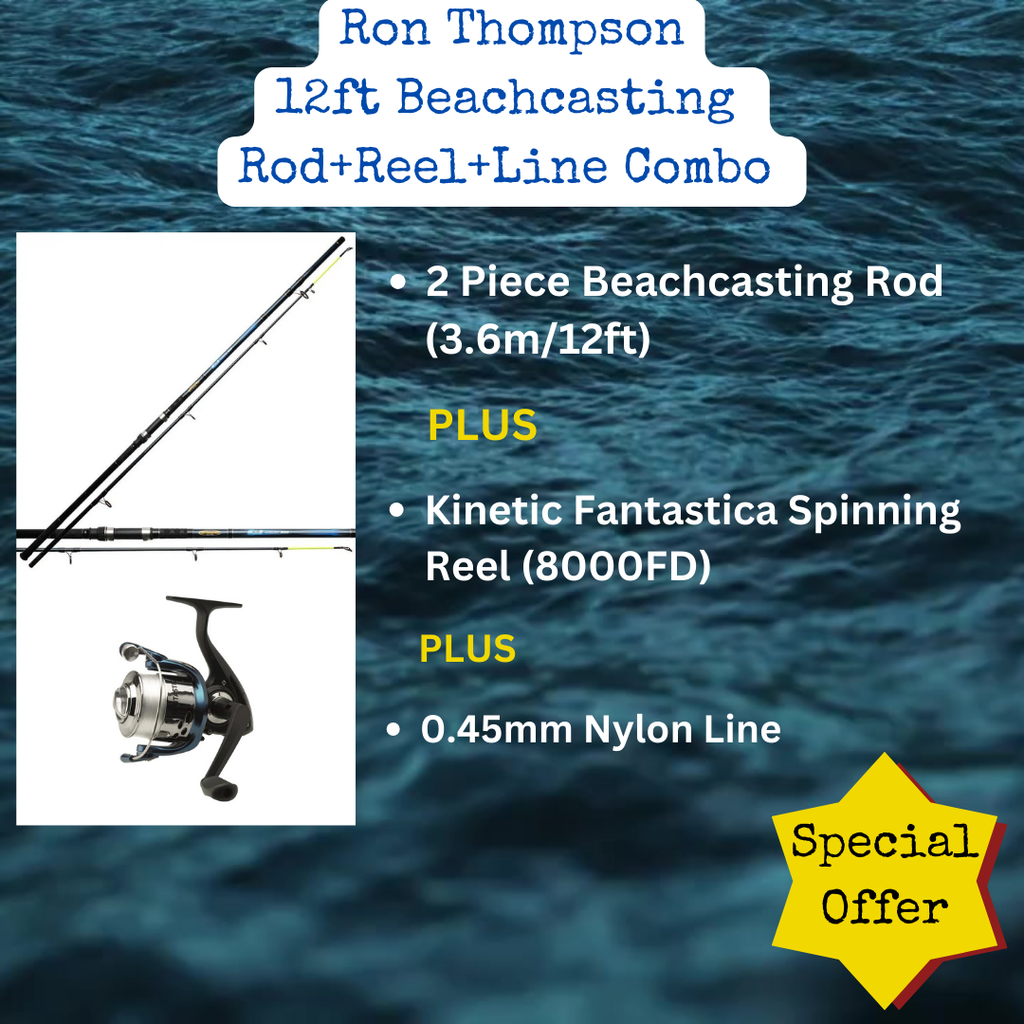 Ron Thompson EVP2 Beachcasting Rod+Reel+Line Combo *Reduced! Free Feathers!!*