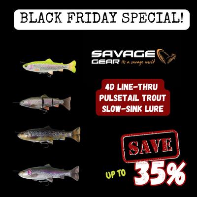 Savage Gear 4D Line Thru Pulsetail Trout Slow Sink Lure Black Friday Special