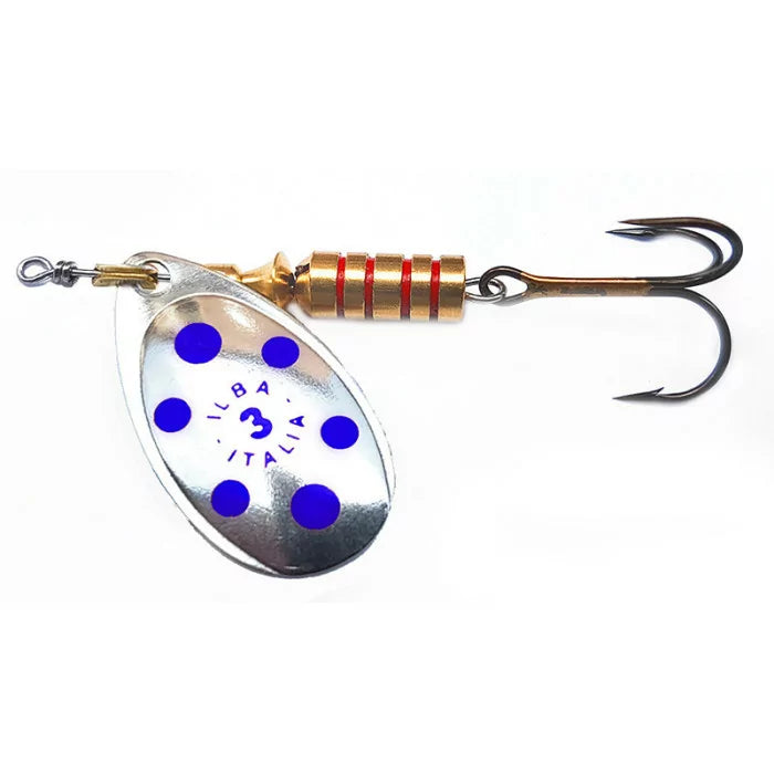 Ilba Tondo Trout/Perch/Pike Spinner | Silver with Blue Dots