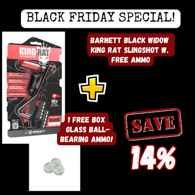 Barnett Black Widow KING RAT Slingshot with FREE Ammo