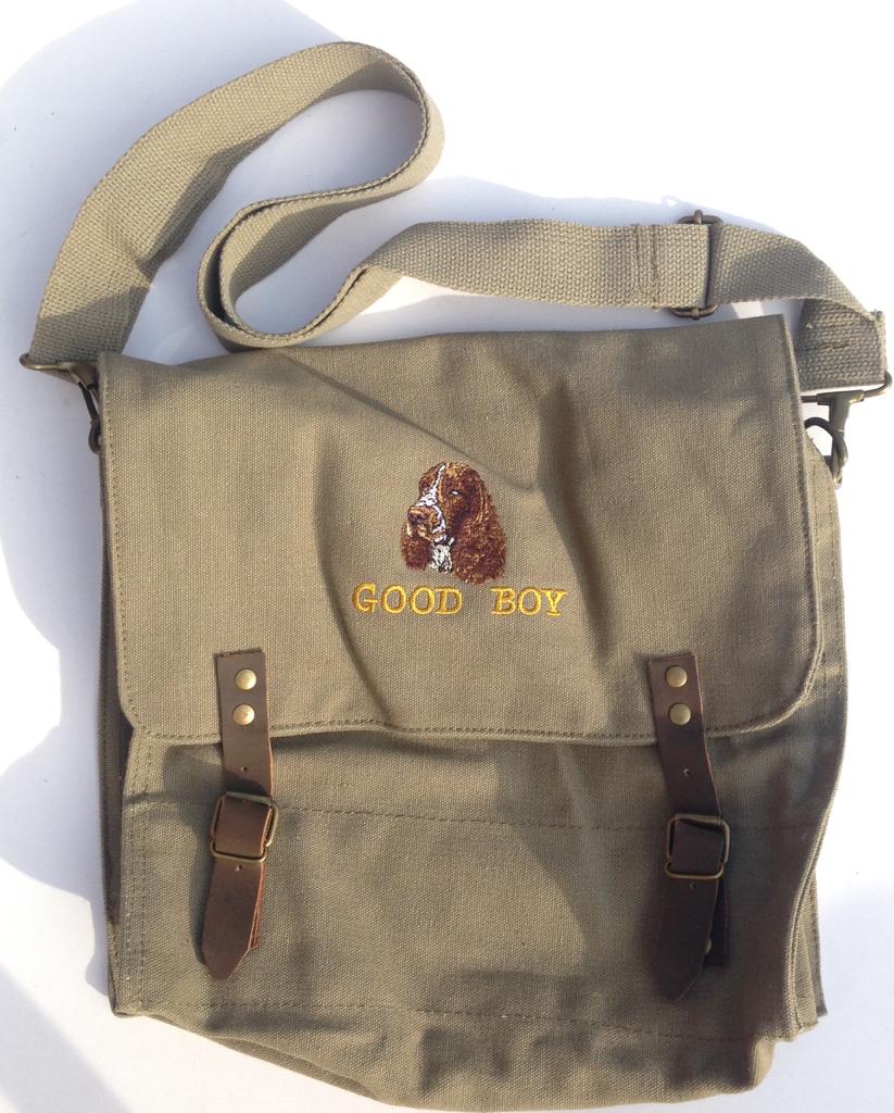 Dog-Training/Hunting Shoulder Satchel with Embroidered Motif Springer "Good Boy"