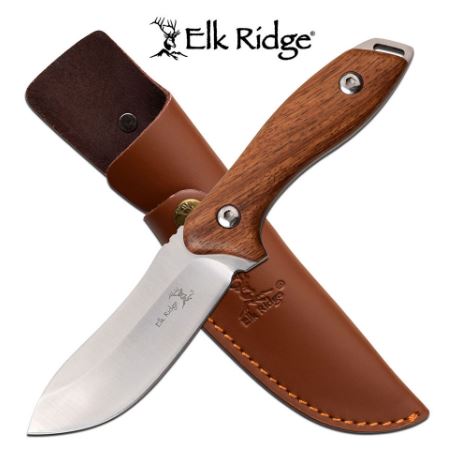 Elk Ridge Fixed Blade Redwood Hunting Knife - 9"